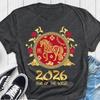Year Of The Horse 2026 Cotton Tshirts Chinese New Year Horse Zodiac Graphic Tee Lunar Gold Horse Graphic Oneck Tops Ropa Mujer
