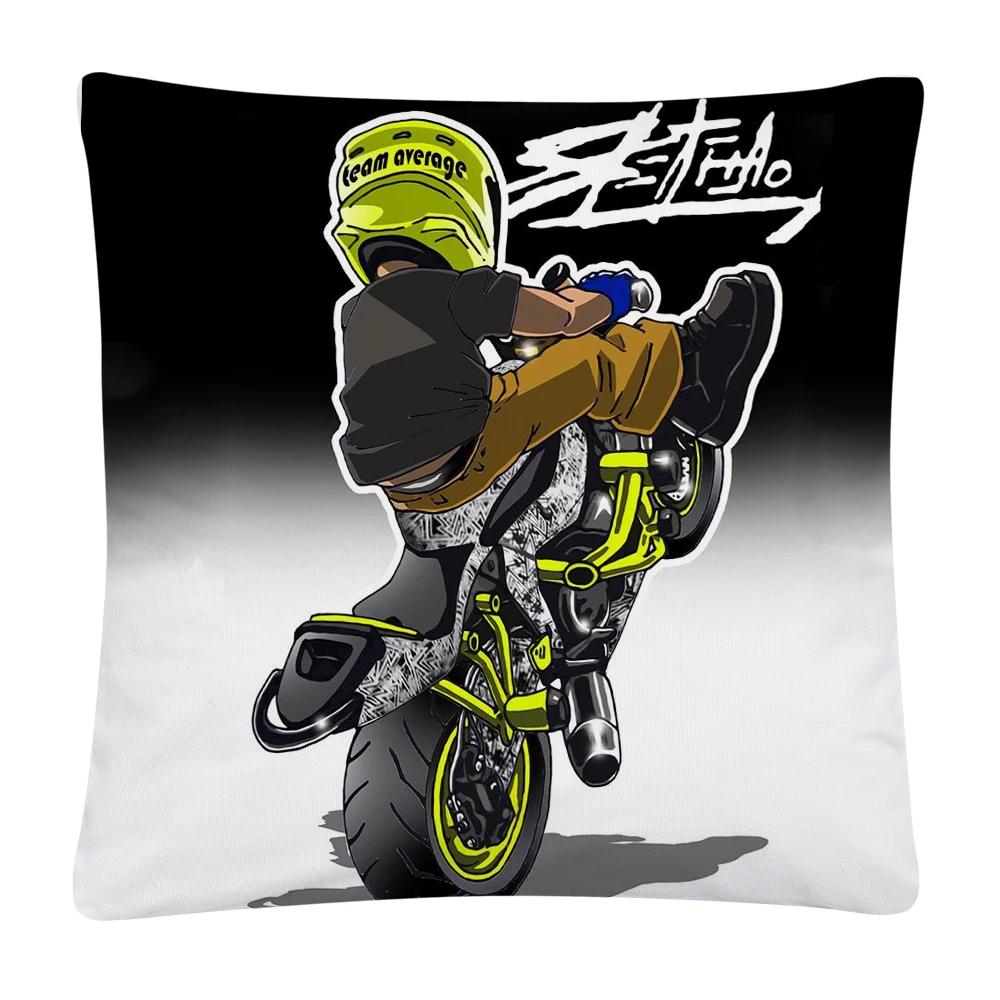 Stunt Sports Cartoon Pattern Soft Polyester Pillow Case for Sofa Home Car Decoration Pillowcase