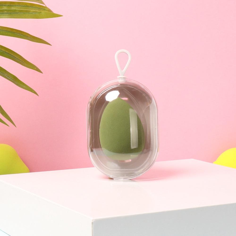 

2PCS Storage Box Cosmetic Egg Dry And Wet Powder Puff Box Beauty Tool Organization зелений