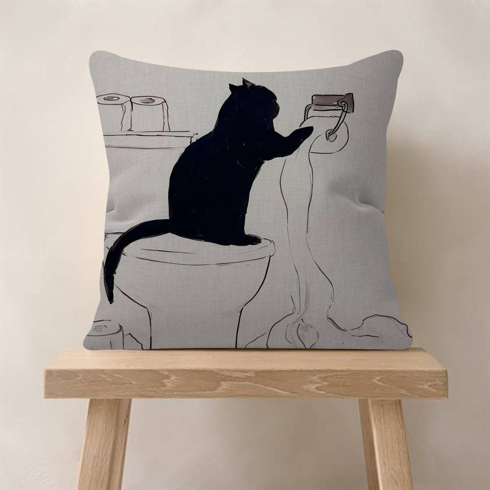 Cute Cat Pillow Gift Home Office Decoration Bedroom Sofa Car Cushion Cover Case 45x45