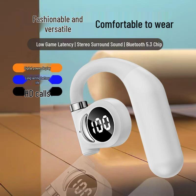 

D26 True Wireless Earhook Bluetooth Headset: Ideal for driving, calls, music, with long battery life and power display, single-ear design.