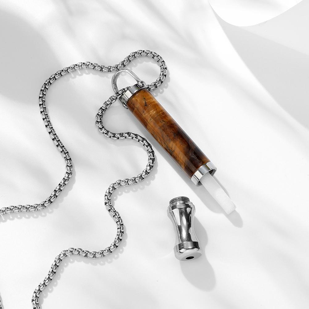 Anxiety Breathing Necklace with Resistance, Flavoured Air Wooden Breathlace, Filter Natural Essential Necklace Pendant