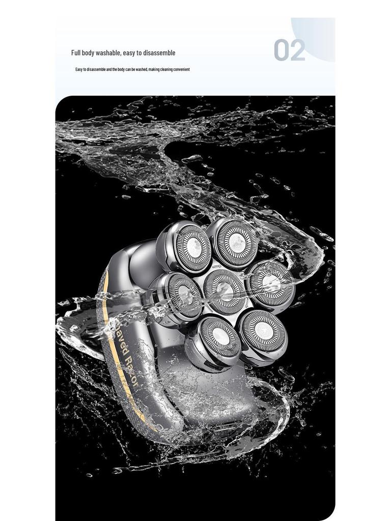 German Precision 7-Head Electric Shaver & Hair Clipper for Men - Rechargeable, Multifunctional Razor for Head Shaving