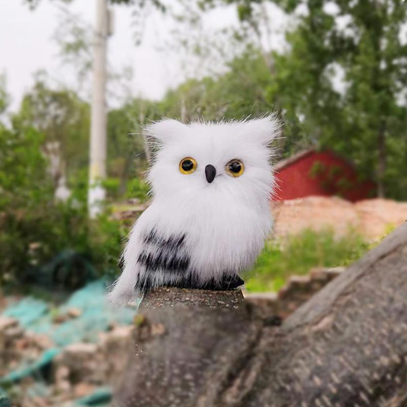 Cute Artificial Owl White Black Furry Christmas Bird Ornament Decoration Adornment Simulation For Home Decor Gift