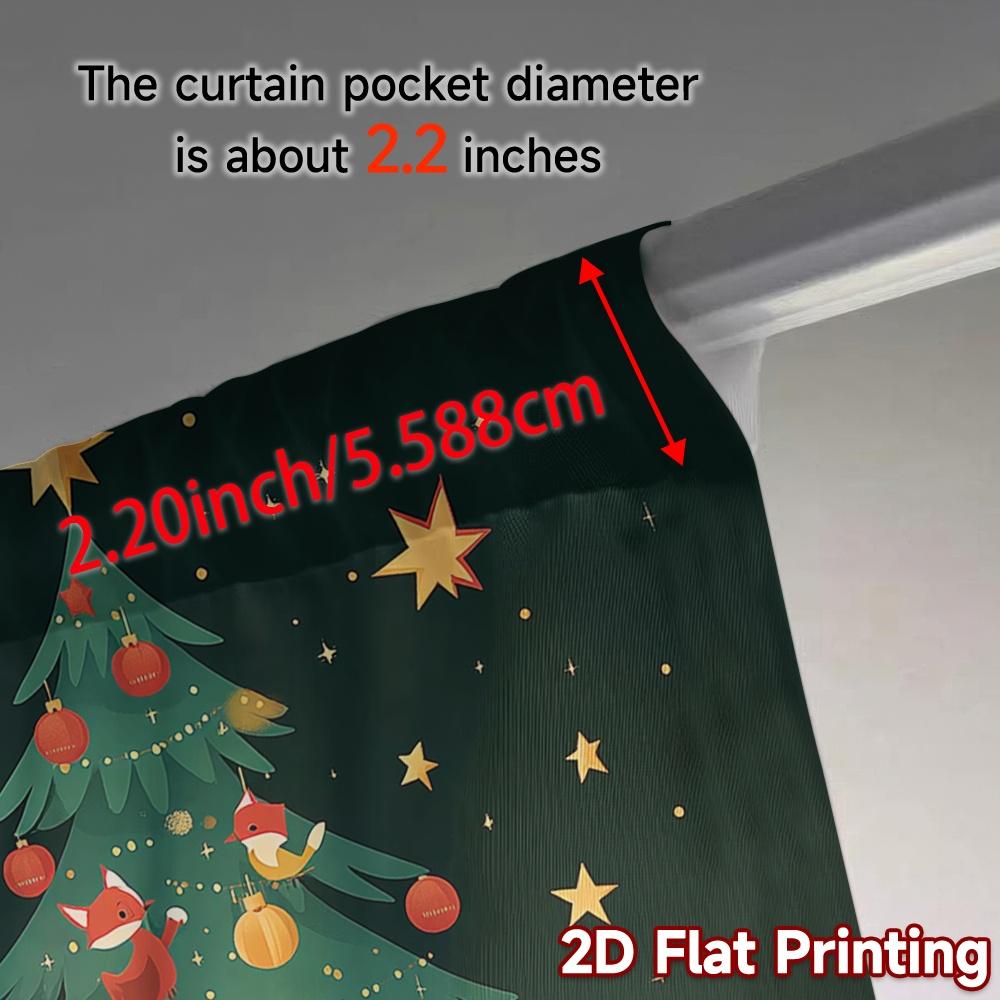 2 Stück, Vorhänge Weihnachtsbaum Füchse Kugeln Sterne (2) Beliebte Vorhangstoffdrucke Lichtfilternde Vorhänge Dekorationen für Zuhause
