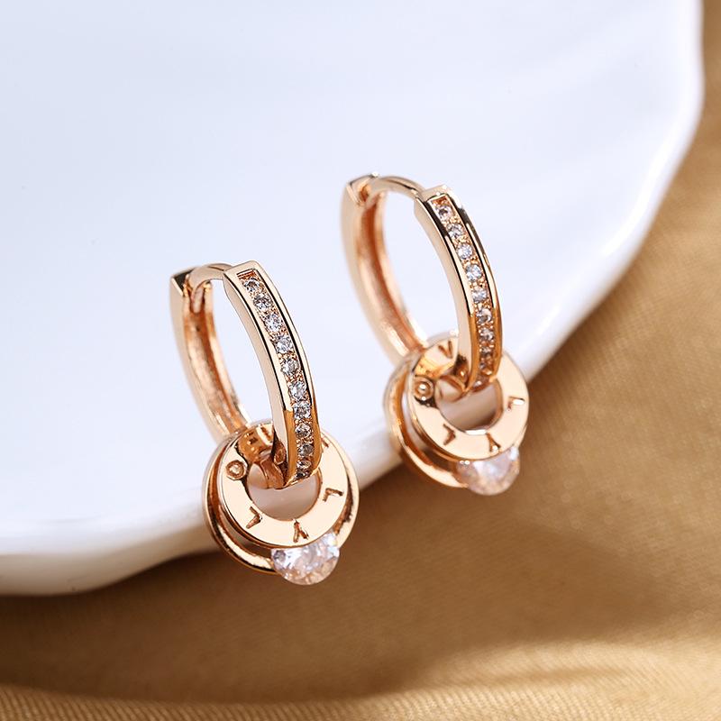 Elegant French Zircon Earrings for Women, Trendy Geometric Ear Cuffs, Light Luxury Jewelry, European-American Style