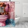Funny Dachshund Pink Toilet Shower Curtain - Cartoon Design, 71X71 Inch Polyester, Ideal For Dog Lovers, Summer Bathroom Decor