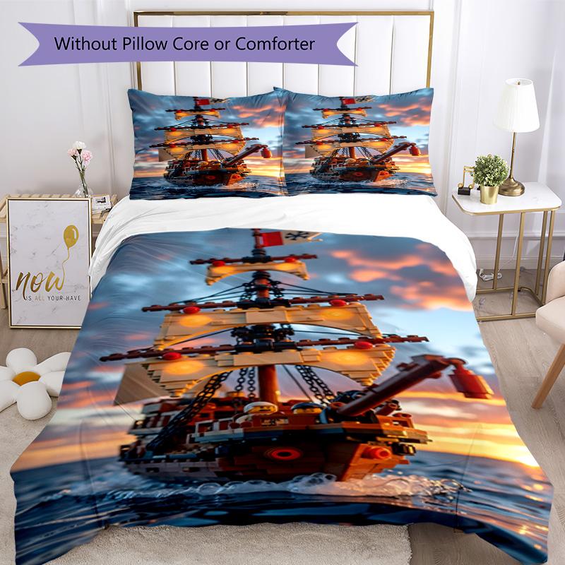 Lego Bricks Quilt Cover Set Perfect For Dormitory Machine Washable Perfect Gift For Friends Family