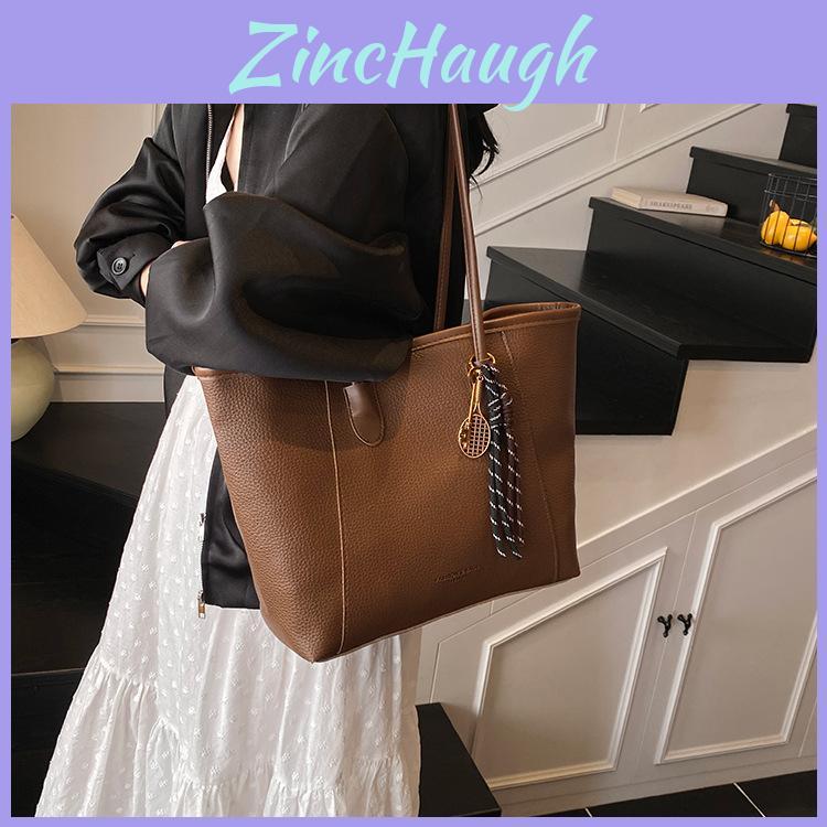 Borsa a Tote di Grande Capacità per Donna in Materiale PU con Chiusura Superiore a Zip per Uso Quotidiano