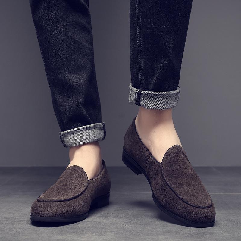 2025 new matte leather shoes men's British style one-pedal lazy loafers genuine leather suede fur Doudou shoes