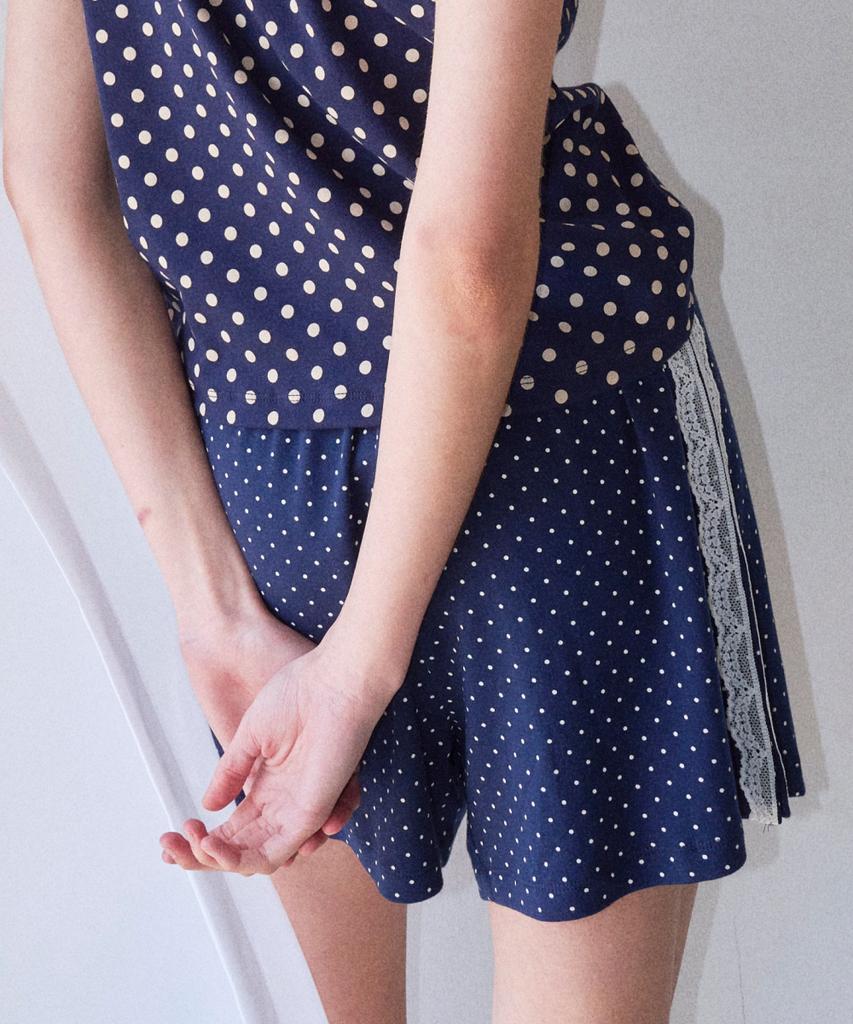 Loginaenloji Dot Detailed Side Race Shorts Navy