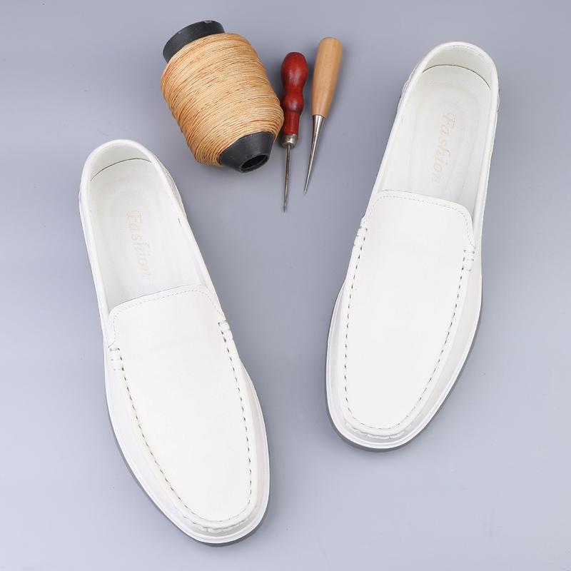 Fashion All-match New Flats Genuine Leather Men Casual Shoes Classic Mens Breathable Loafers High Quality Mens Slip on Driving Shoes