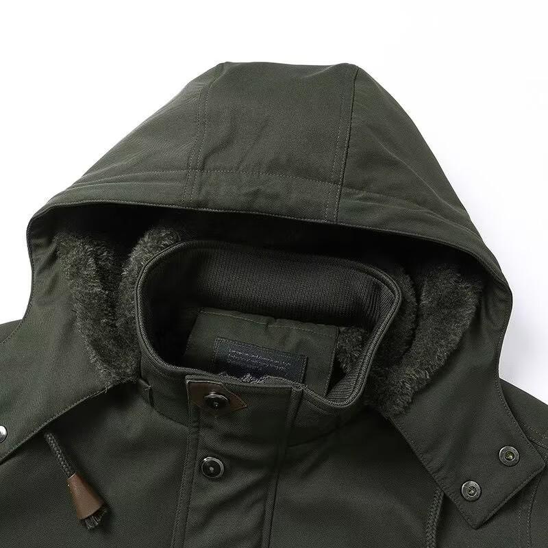 Brown 3D Pocket Casual Cotton Zipper Jacket - Thick, Warm, Loose Fit, Large Size