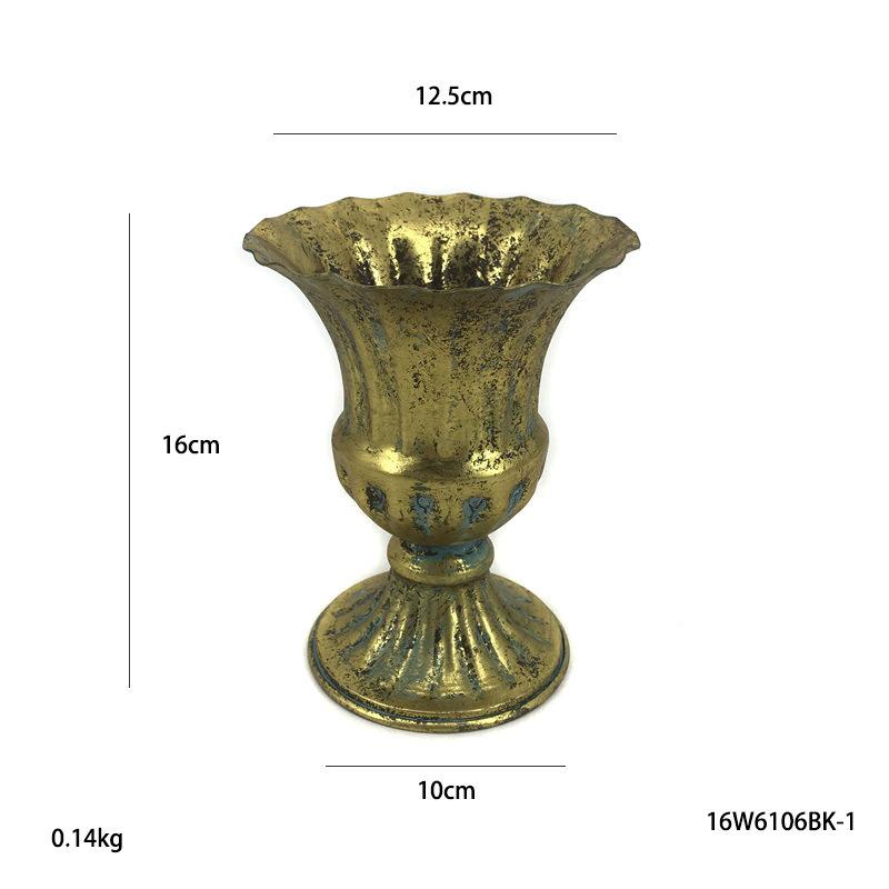 Antique Look Metal Flower Pot - Wedding Table Centerpiece Dried Flower Holder for Home Decor Vintage Style Photo Shoot Accessory