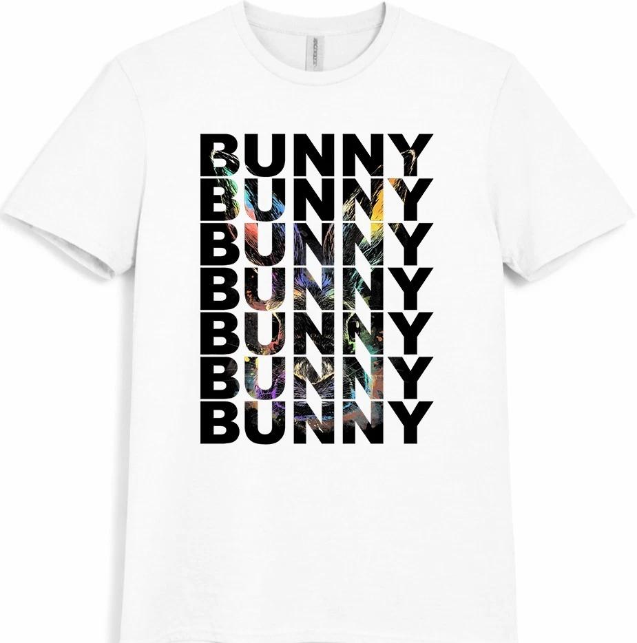 Bunny Rabbit Colorful Graphic Tee Streetwear Easter Bunny Lover Art Print Shirt. M