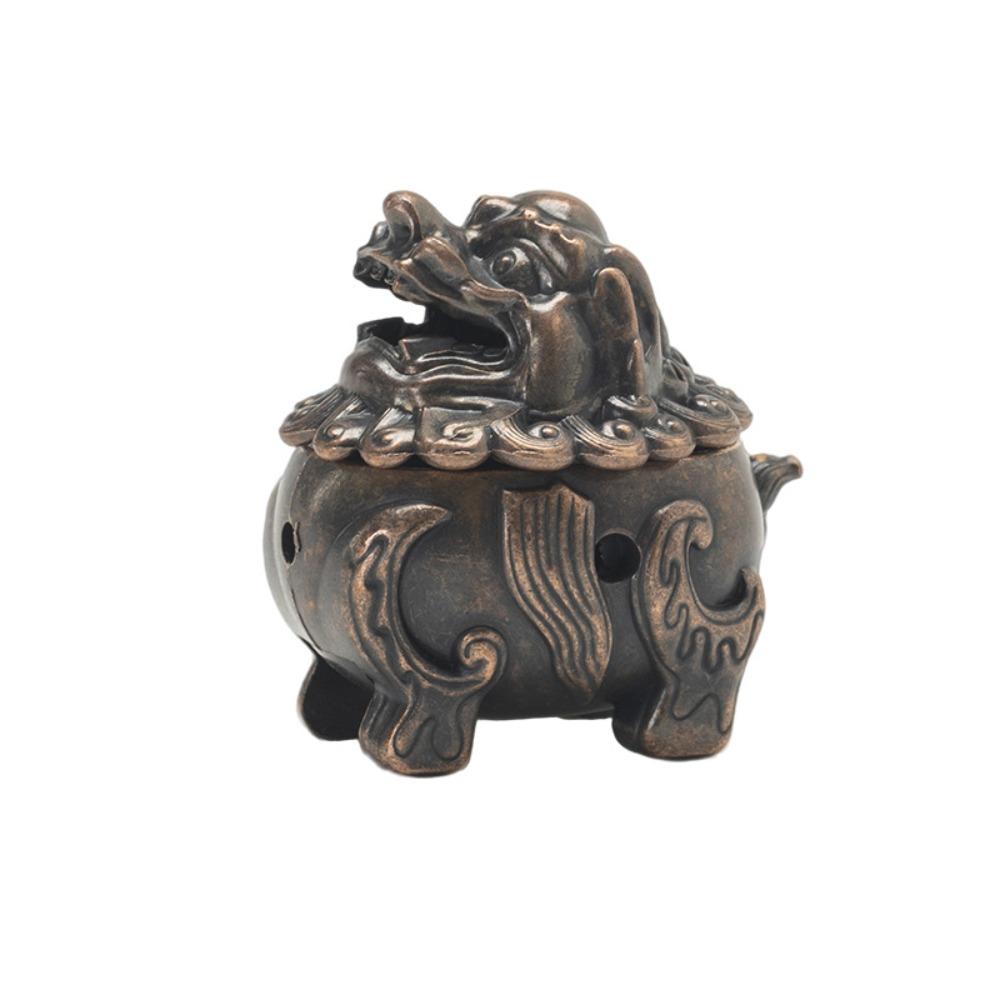 Vintage Kirin Lion Incense Burner Alloy Brass Sandalwood Censer  Home Decoration