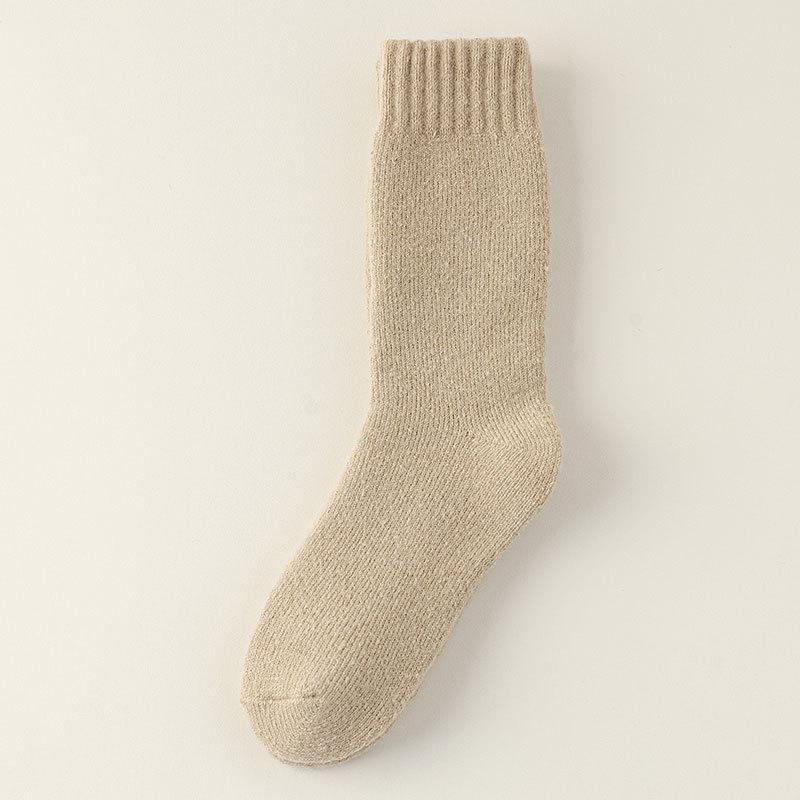 Autumn and Winter Thickened Men's Solid Color Loop Warm Mid-calf Socks, Loose-fitting Socks, Men's Thickened Towel Snow Socks, Floor Socks