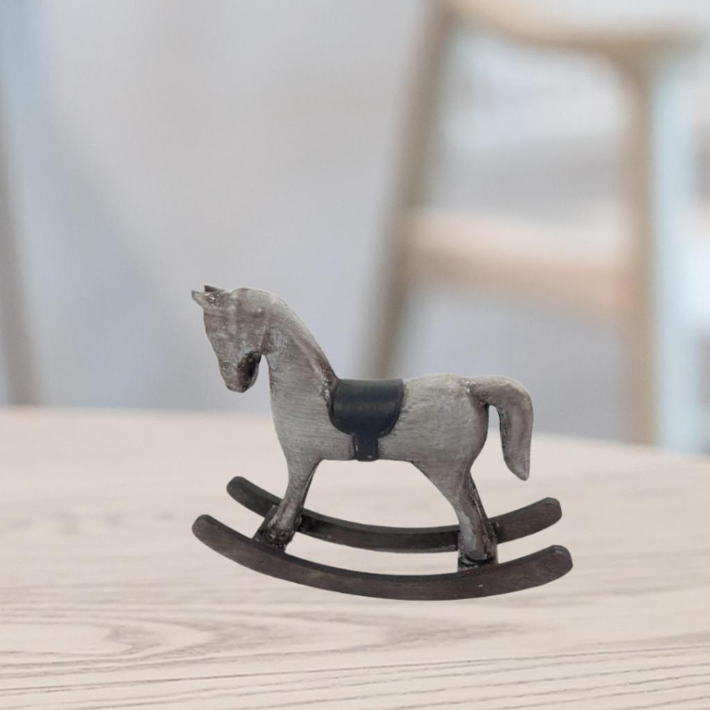 Rocking Horse Figurine Vintage Rustic Collection Retro Wooden Desktop Ornament for Cabinet Desk Office Bookshelf Entrance