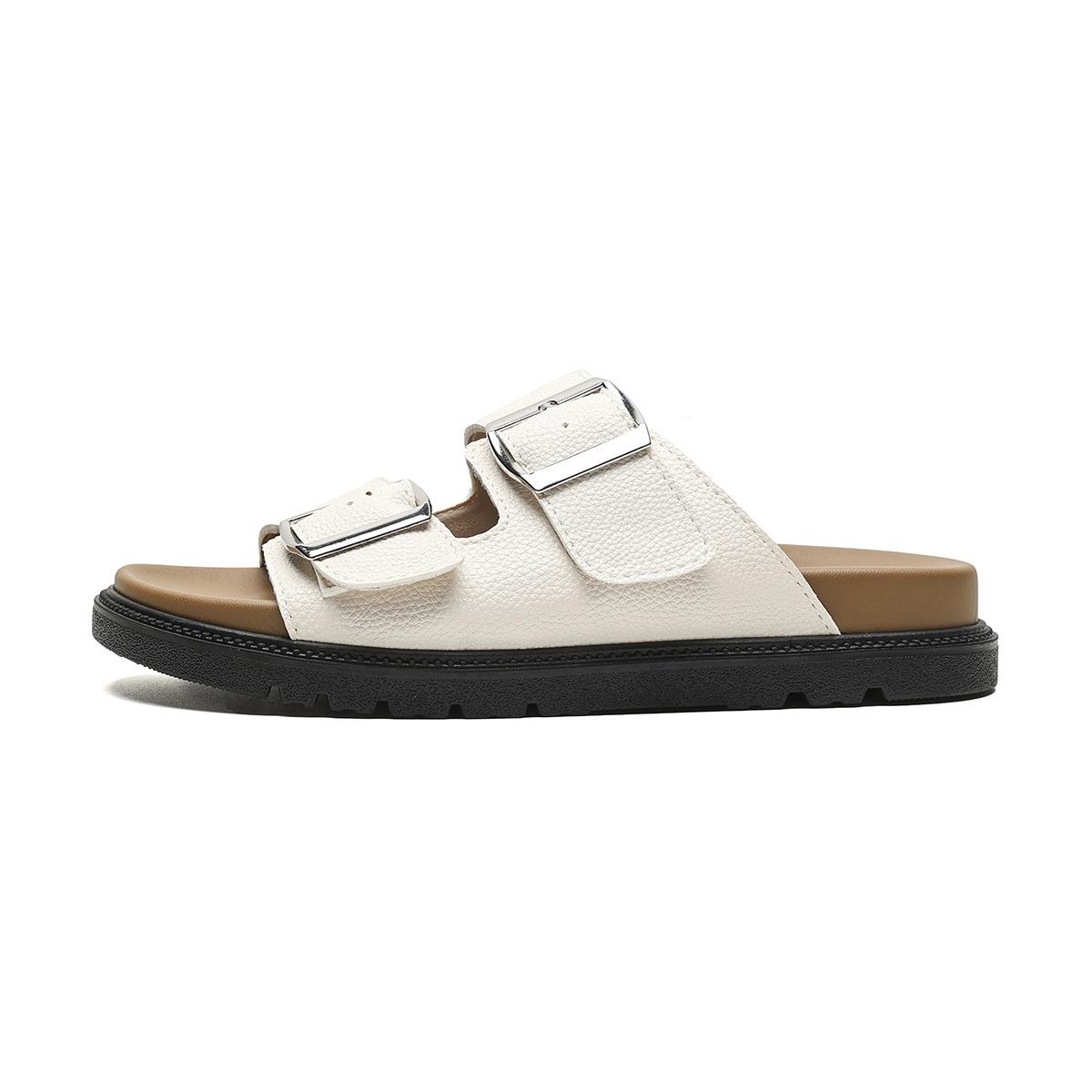 

Летние женские босоножки на плоской платформе с квадратной пряжкой 42