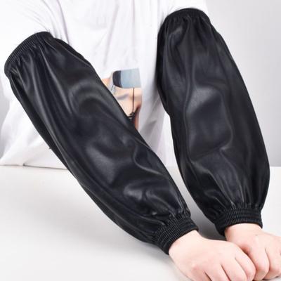 1 Pair Arm Sleeves Imitation Leather Waterproof Oil-Proof Arm Sleeves 40cm Long Elbow Protection Kitchen Garden Cleaning Sleeves