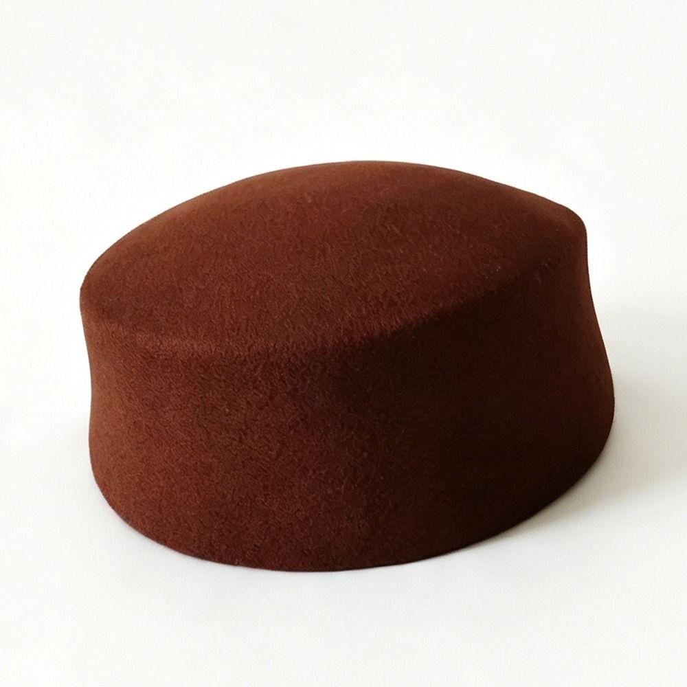 Wool Wool Pillbox Hat Structured Crown Painter Hat New Round Dress Hat Daily Outfits