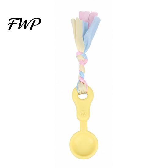 Bite Resistant Dog Toy Molar Chewing with Rope, TPR Spoon Head Durable Woven Puppy Teething Relief Tools Knot Training Toy, Macaron Colors Teeth
