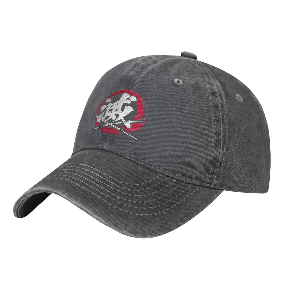 Vintage Demon Slayer Baseball Cap for Unisex Women Washed Headwear Destroy Kanji Japanese Outdoor Running Golf Adjustable Hats Cap