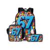 Cartoon Neuheit Seltsam Cool Zahl 6 7 3D Druck 3 Stück/Set Schüler Schultaschen Laptop Tagesrucksack Rucksack Brottasche Federmäppchen