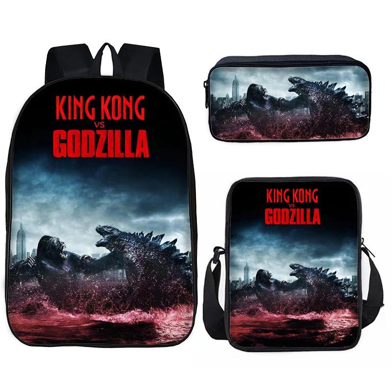 Godzilla vs. King Kong 2Godzillax Kongnoul Student Ghiozdan Geantă Etui Set din Trei Piese