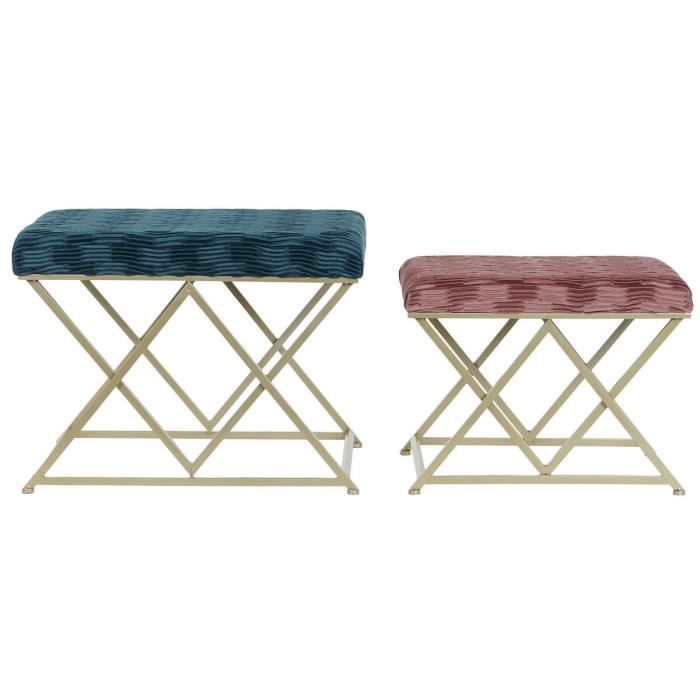 Banquette - 62 x 42 x 47 cm - Métal - Velours doux - 2 places