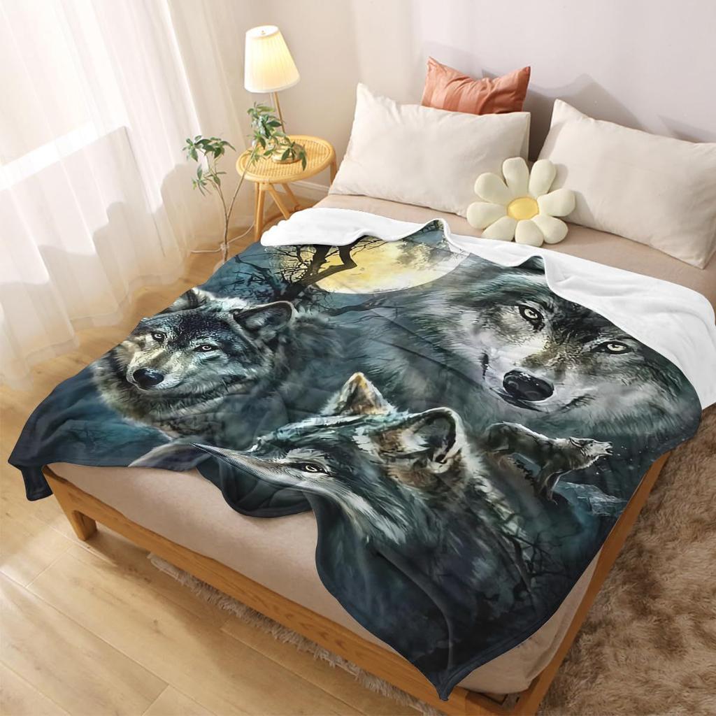 Wolf Digital Printed Blanket Sofa Blanket Bed Soft Thermal Blanket Flannel Blanket Birthday Gift Blanket