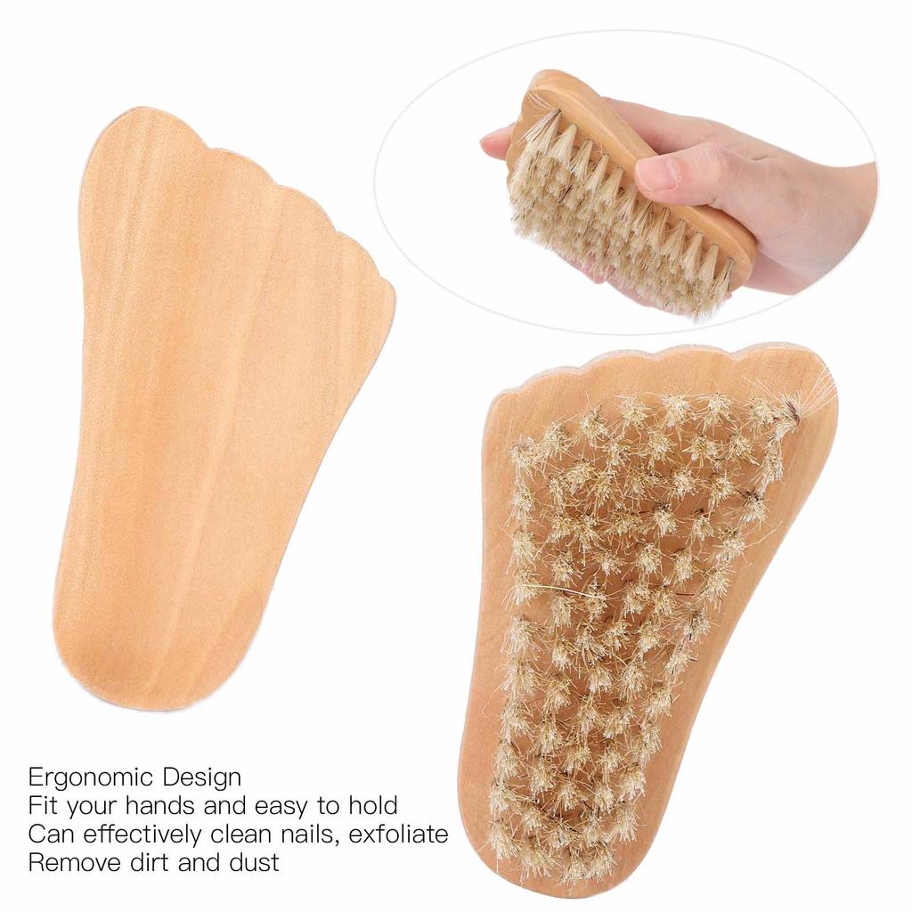 Nail Brush Travel Portable Wooden Foot Hands Fingernail Toenail Cleaning Scrub Brush for Men Women