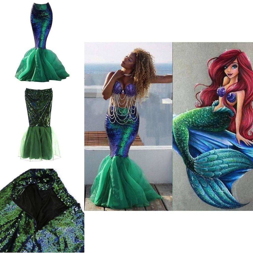 Sexy Halloween Mermaid Costume With Sequin Skirt For Women
