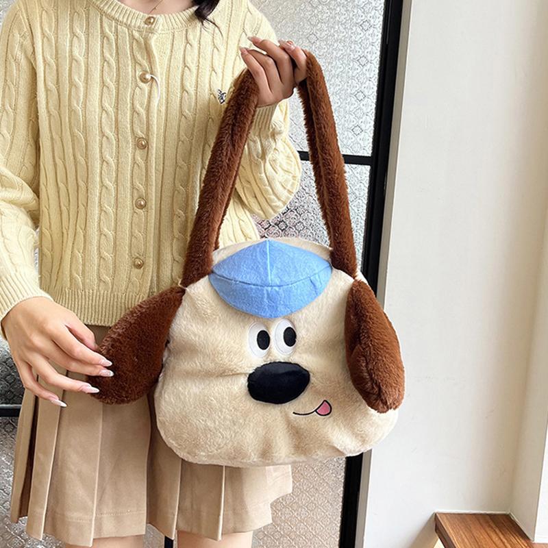 Cartoon  Headmaster Dog Handheld Underarm Bag Portable One-Shoulder Dual-Purpose Sweet Large-Capacity Plush Crossbody Bag