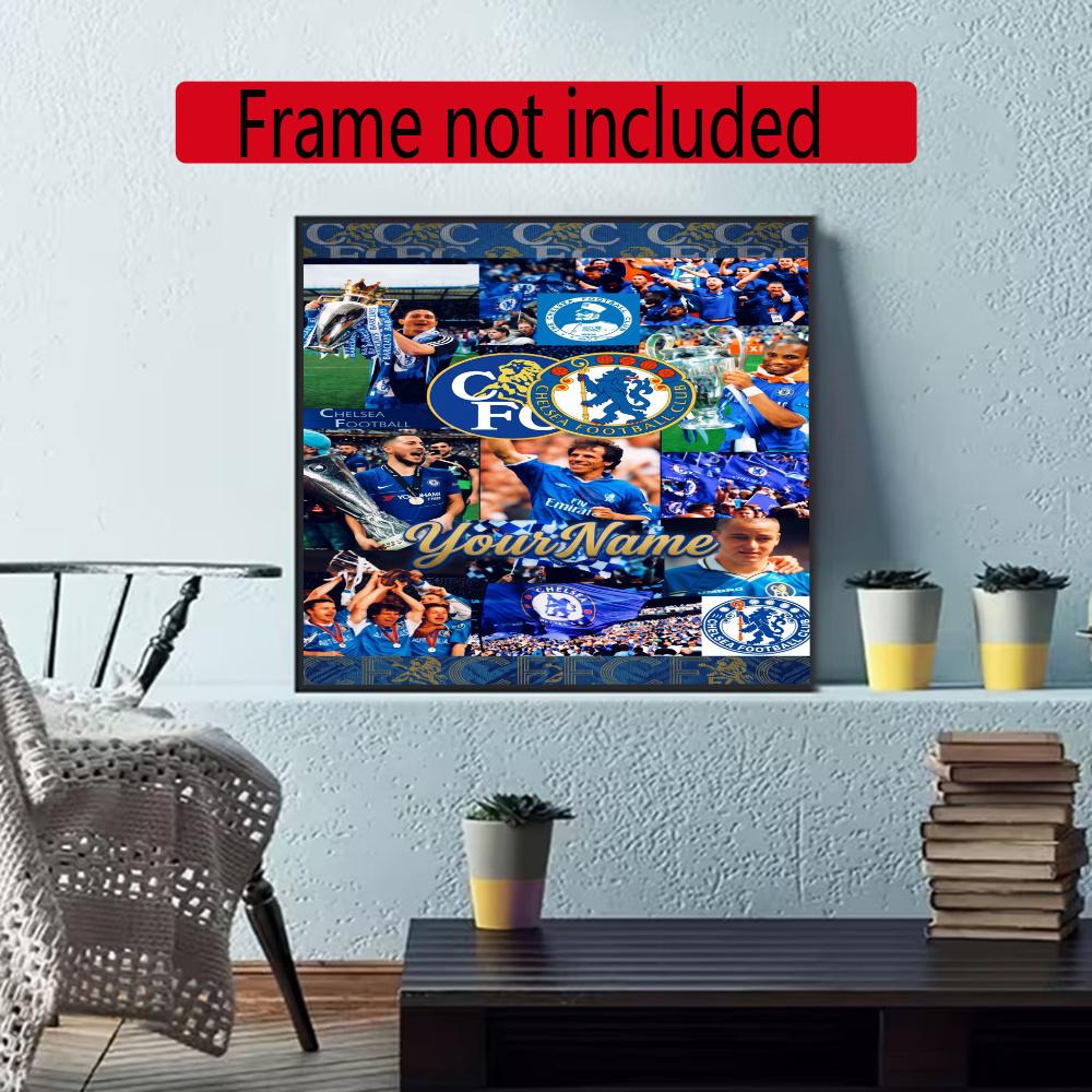 Chelsea Fc Personalized Name Round Diamond Painting Kit Diamond Embroidery Painting Rhinestones Mosaic Frameless Handwork Decoration Arts