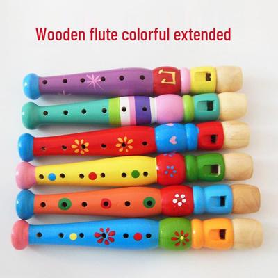 Flaut din lemn Orff - Material didactic pentru educație timpurie - Recorder mare cu fluier pentru copii