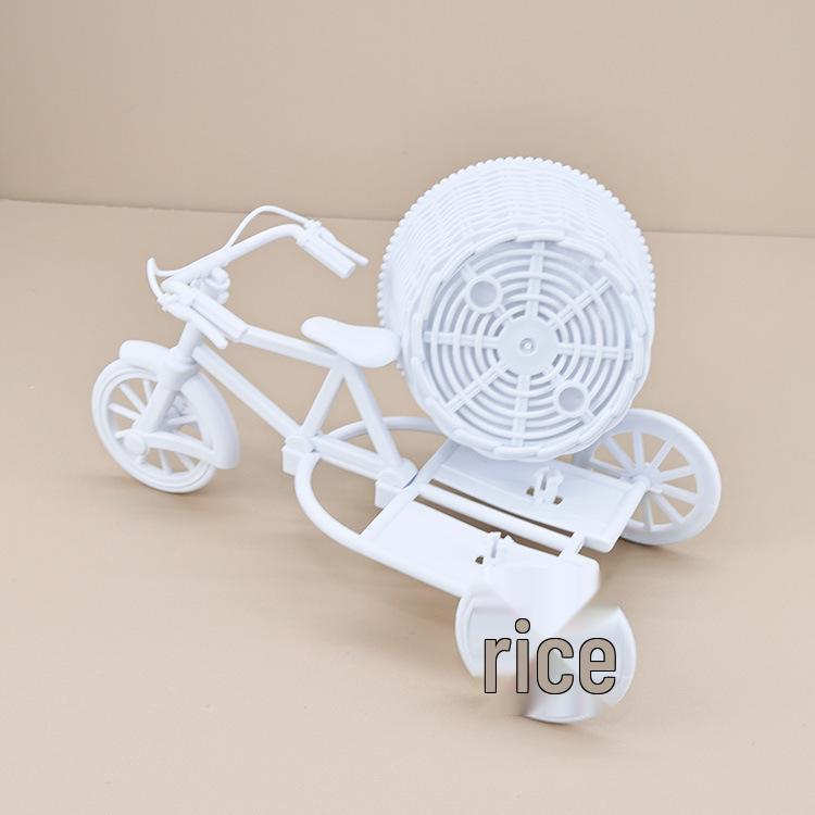 Tricycle Flower Cart Rattan Basket for Flower Arrangements and Home Decoration