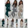 Stylish Women's Ladies Fine Ribbed Frill Peplum Button Loungewear Suit Tracksuit Set For Cozy Comfort