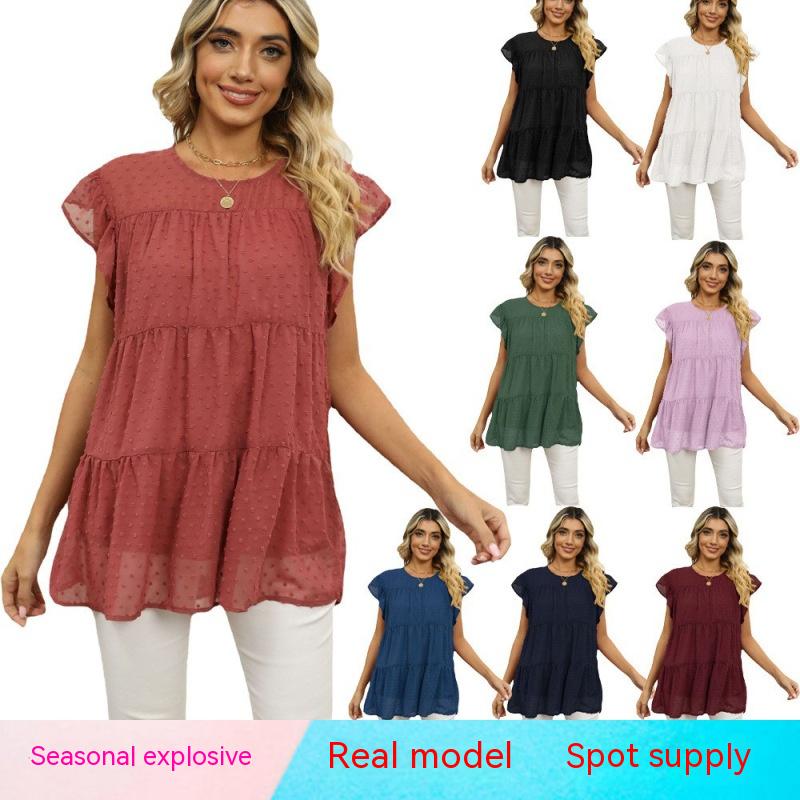 

Новая популярная жаккардовая свободная футболка, удобный удобный модный топ с короткими рукавами, S-2XL