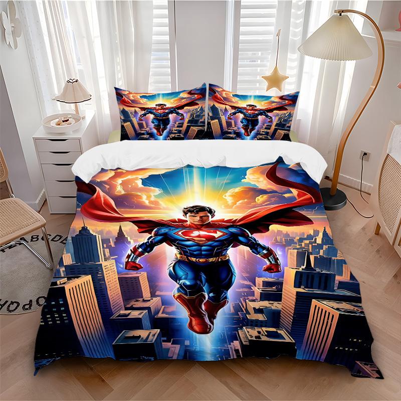 3pcs Superman Cover Set,Soft Comfortable Duvet Cover,Guest Room (1*Duvet Cover + 2*Pillowcases, Without Core) yy251024123