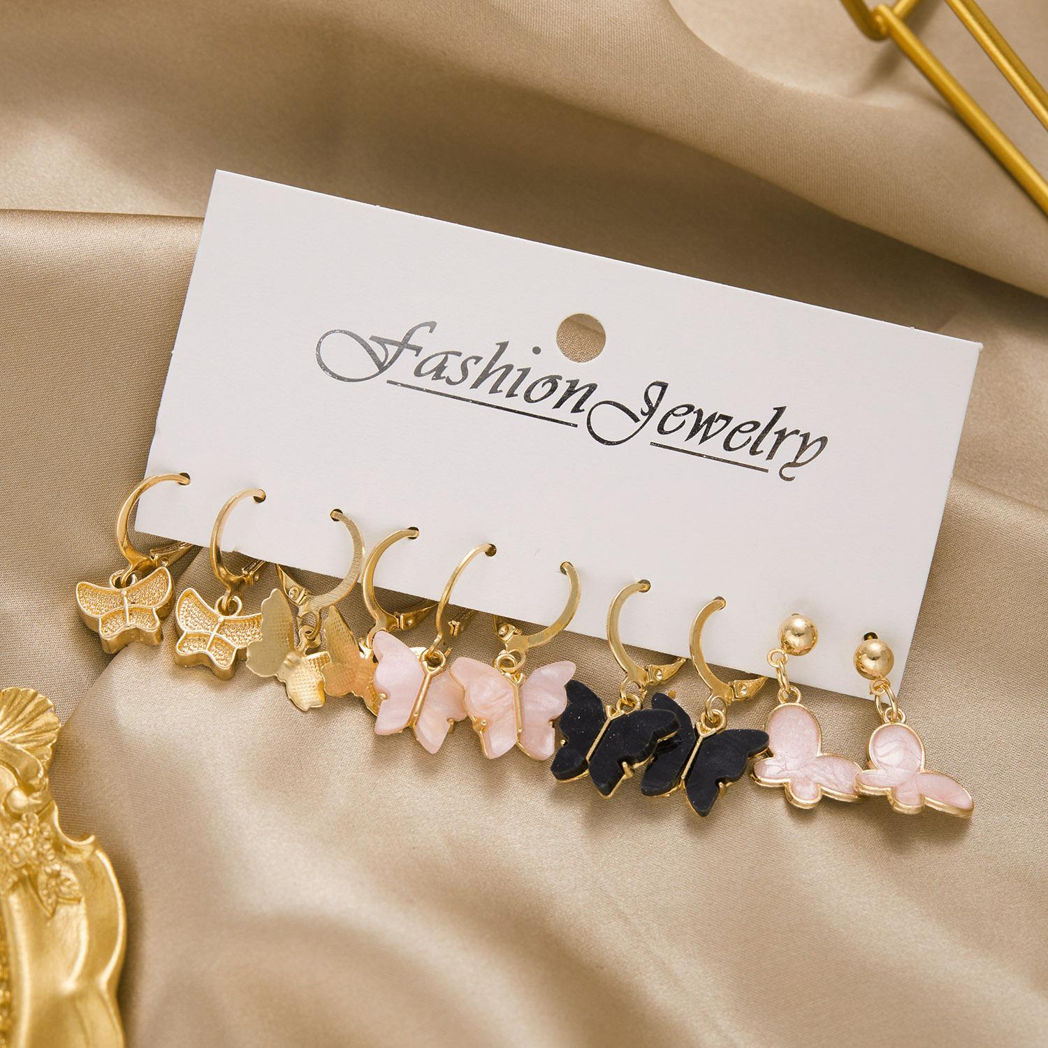 

Vintage Geometric Gold Color Hoop Earrings Set Imitation Pearls Acrylic Butterfly Heart Dangle Drop Earrings Trend Jewelry Gifts