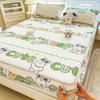 3Pcs Summer Natural Latex Cooling Mat Set Cartoon Printed Fitted Sheet with Pillowcase Soft Non-Slip Bedding with Elastic Band