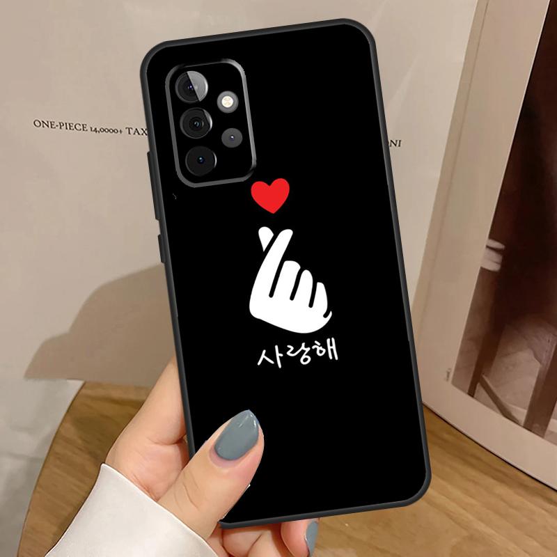 Kpop Finger Heart Case For Samsung Galaxy A15 A16 A17 A26 A36 A56 A55 A35 A52 A32 A12 A53 A33 A13 A14 A34 A54