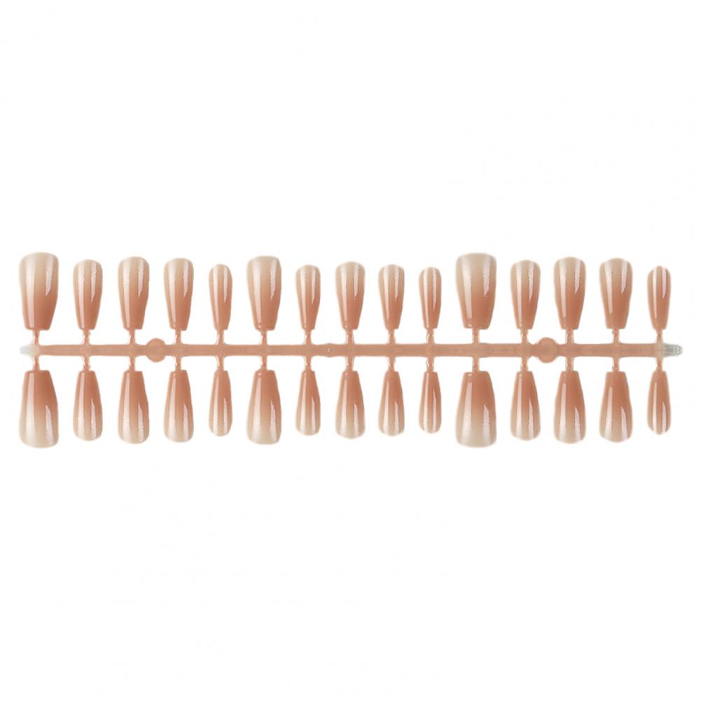 1 Bag Fake Nails Gradient Wearing Nail Blush Handmade Natural Perfect Fitting Trace-less Fake Nails for Natural Curvature