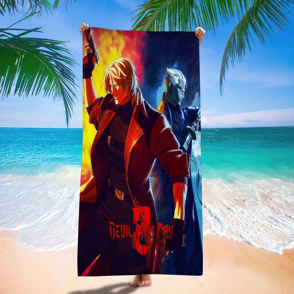 Game D-Devil M-May Cry-S Beach Towel Colorful Bath Towels For Girl Microfiber Quick Dry Custom Sand Free Beach Yoga Spa Gym Pool