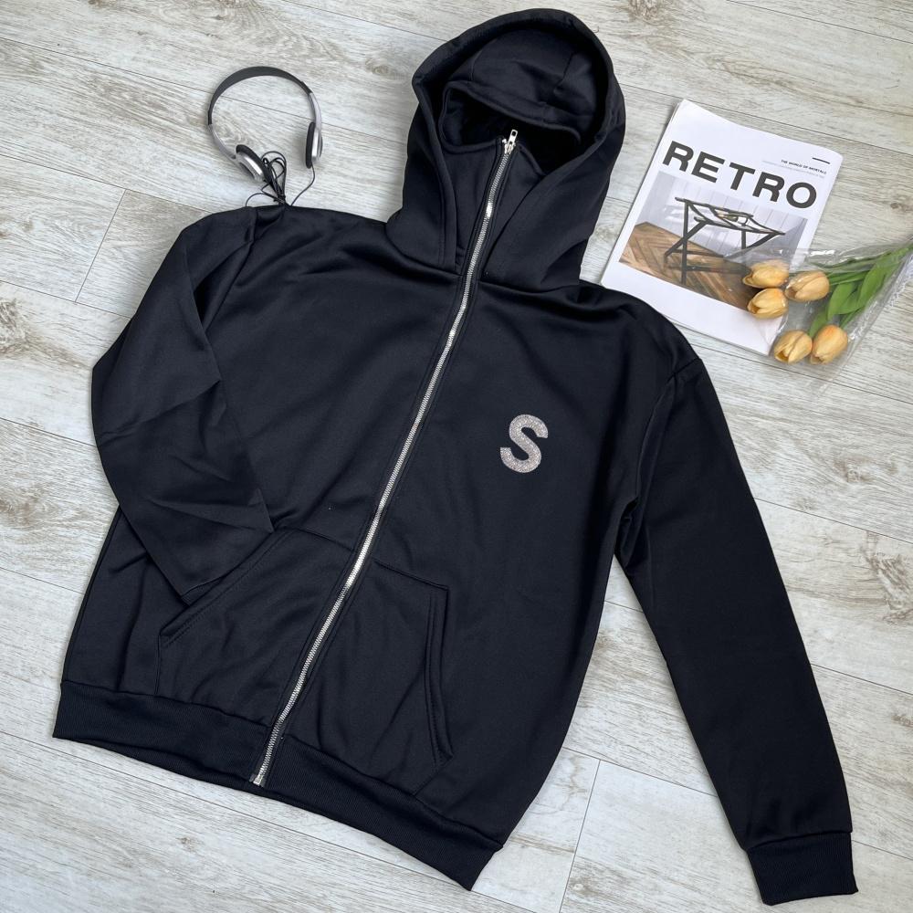 

Балаклава Ниндзя для Волос Женская Одежда Толстовки Худи с Карманами Осень Зима Декорация Буквами Свободная S