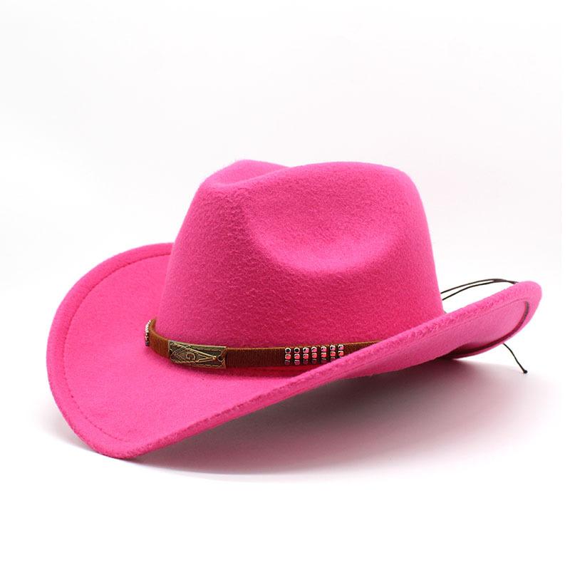 Woolen Jazz Hat Metal Belt Cowboy Hat Roller Hat Men'S And Women'S Western Cowboy Gift Hat