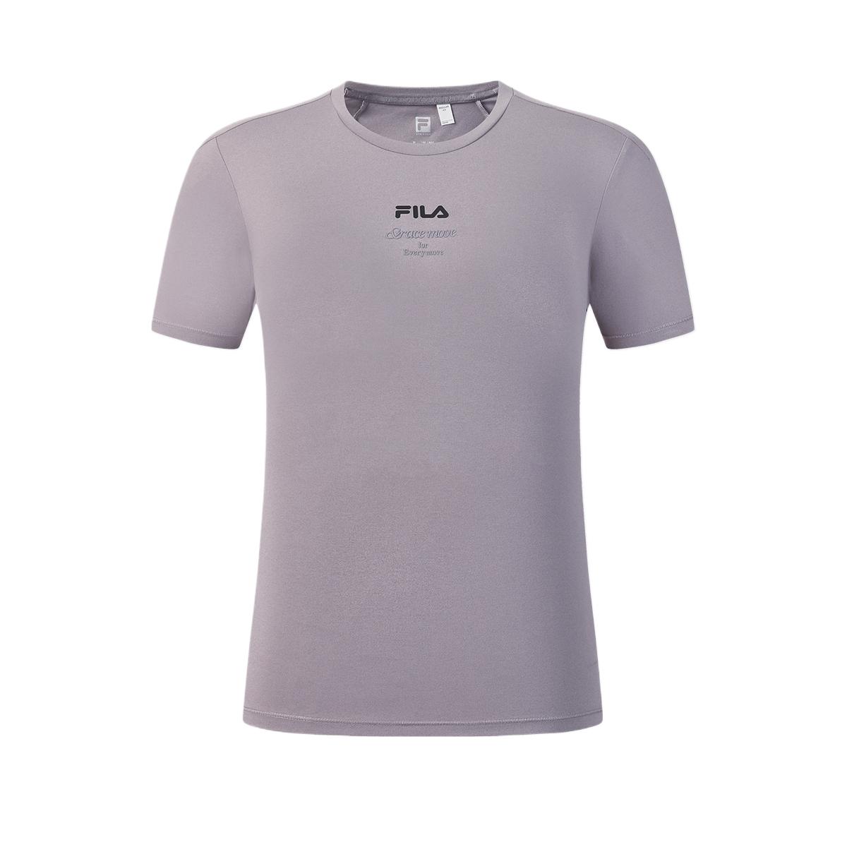 

FILA Спортивный пуловер с круглым вырезом и короткими рукавами, однотонная футболка, женские топы A11W621102F-GY S