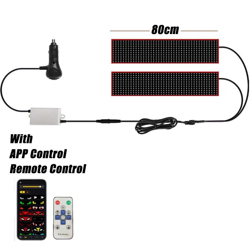 LED Devil‘s Eyes Panel Screen Light APP Control 1.2-2M Matrix Animation Display Screen Light for Car Truck Windshield Decoration