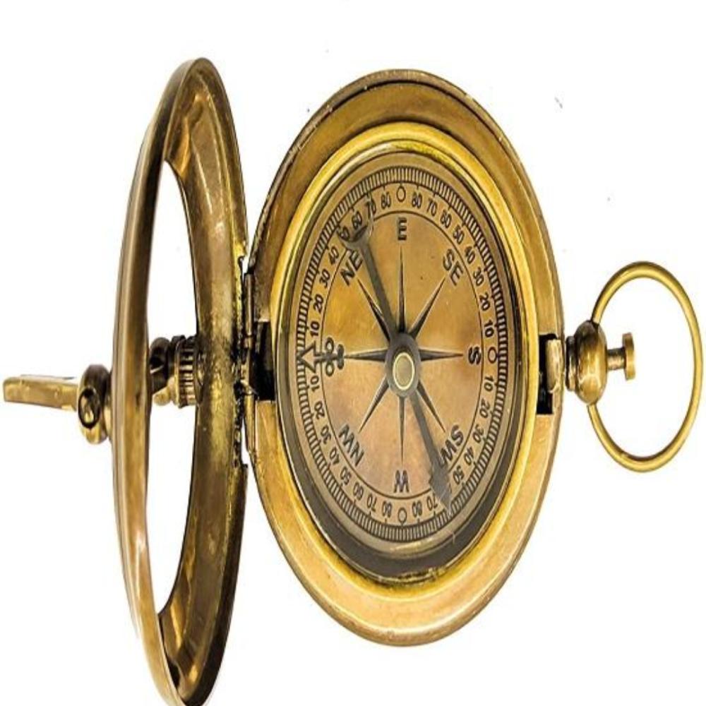Brass Sundial Compass – 5.08 Cm Push Button Face, Working Pocket Sundial for Hiking & Camping